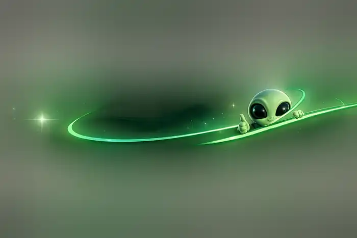 Zero aparecendo por trás de uma órbita verde luminosa